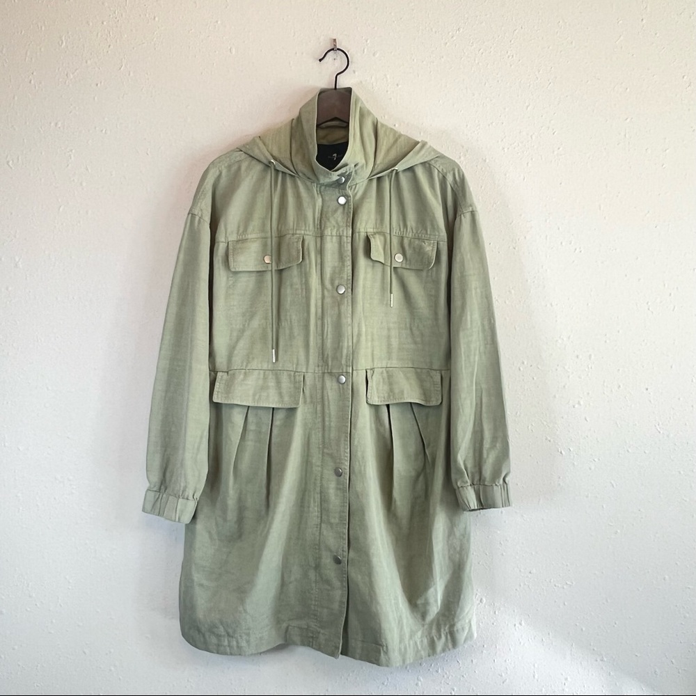 7 For All Mankind Women’s Olive Hooded Parka Jacket Size Medium NEW